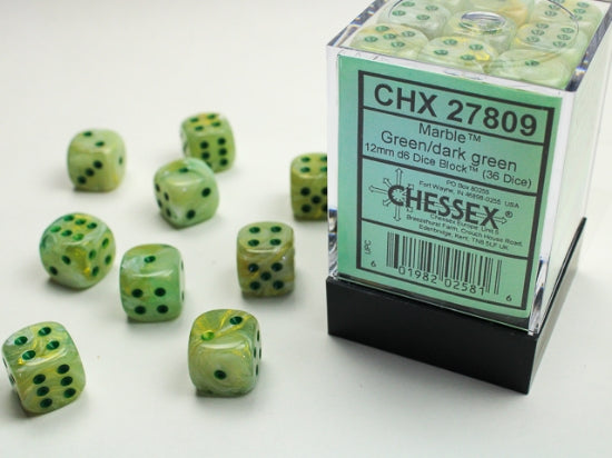 Image of Chessex Marble Green/Dark Green - 36 Dice D6