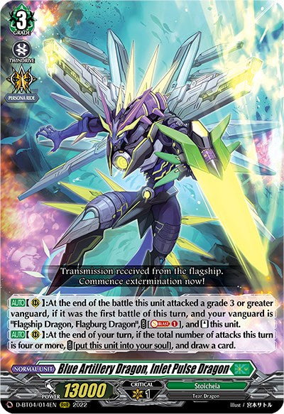 Image of Blue Artillery Dragon, Inlet Pulse Dragon (D-BT04/014EN) [Awakening of Chakrabarthi]