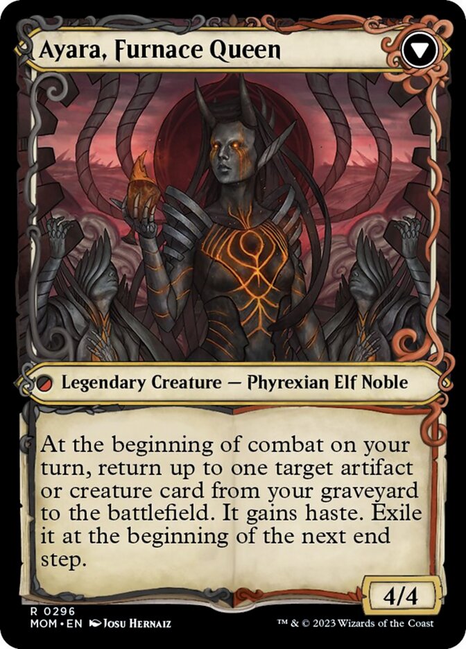 Image of Ayara, Widow of the Realm // Ayara, Furnace Queen (Showcase Planar Booster Fun) [March of the Machine]
