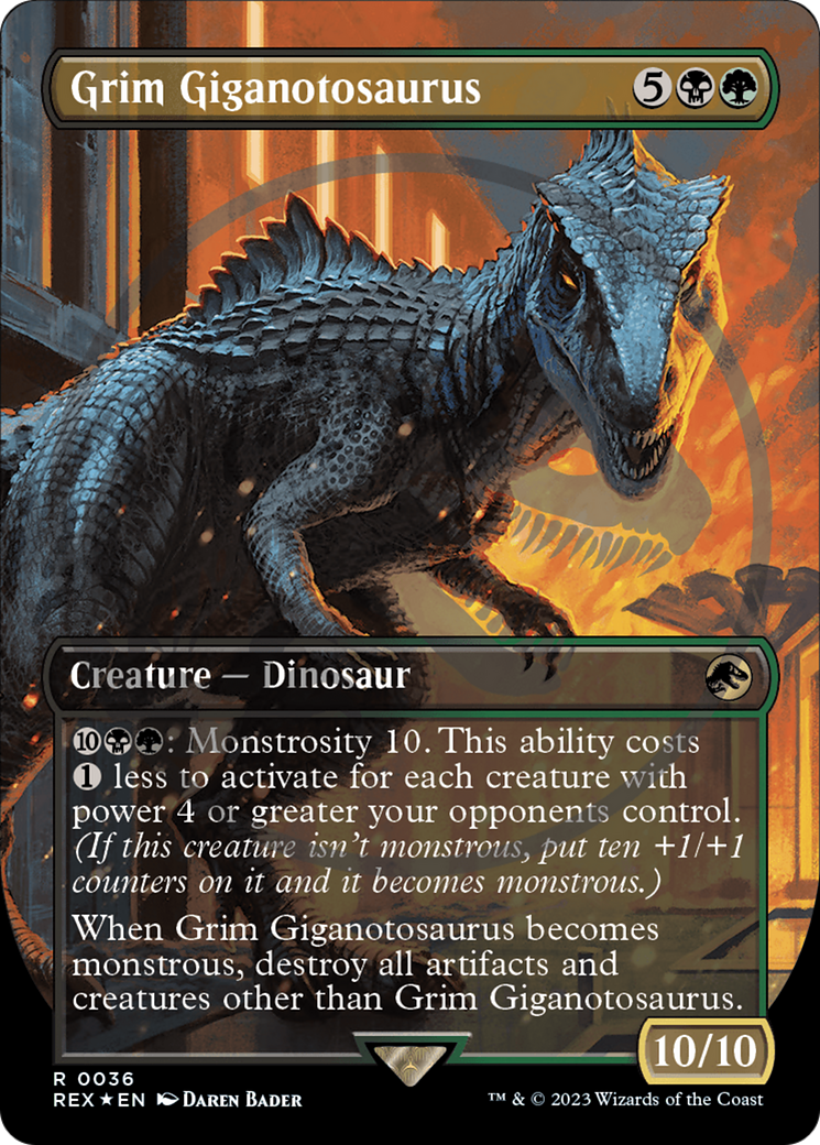 Image of Grim Giganotosaurus (Emblem) (Borderless) [Jurassic World Collection Tokens]
