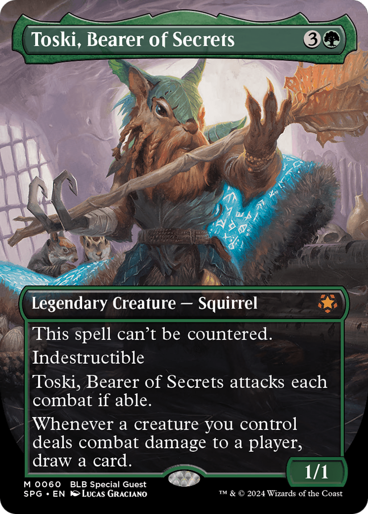 Image of Toski, Bearer of Secrets (Borderless) [Bloomburrow Special Guests]