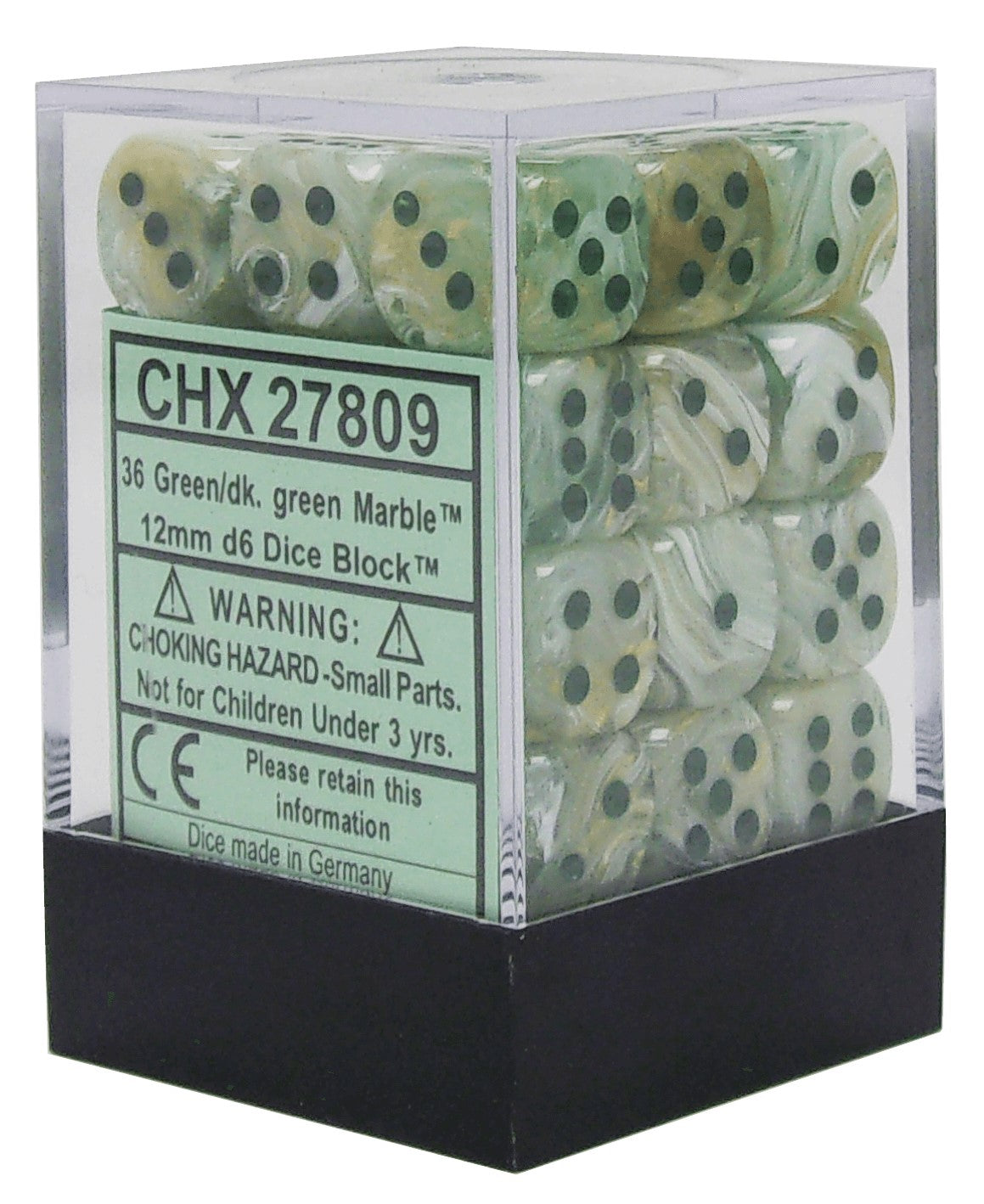 Image of Chessex Marble Green/Dark Green - 36 Dice D6