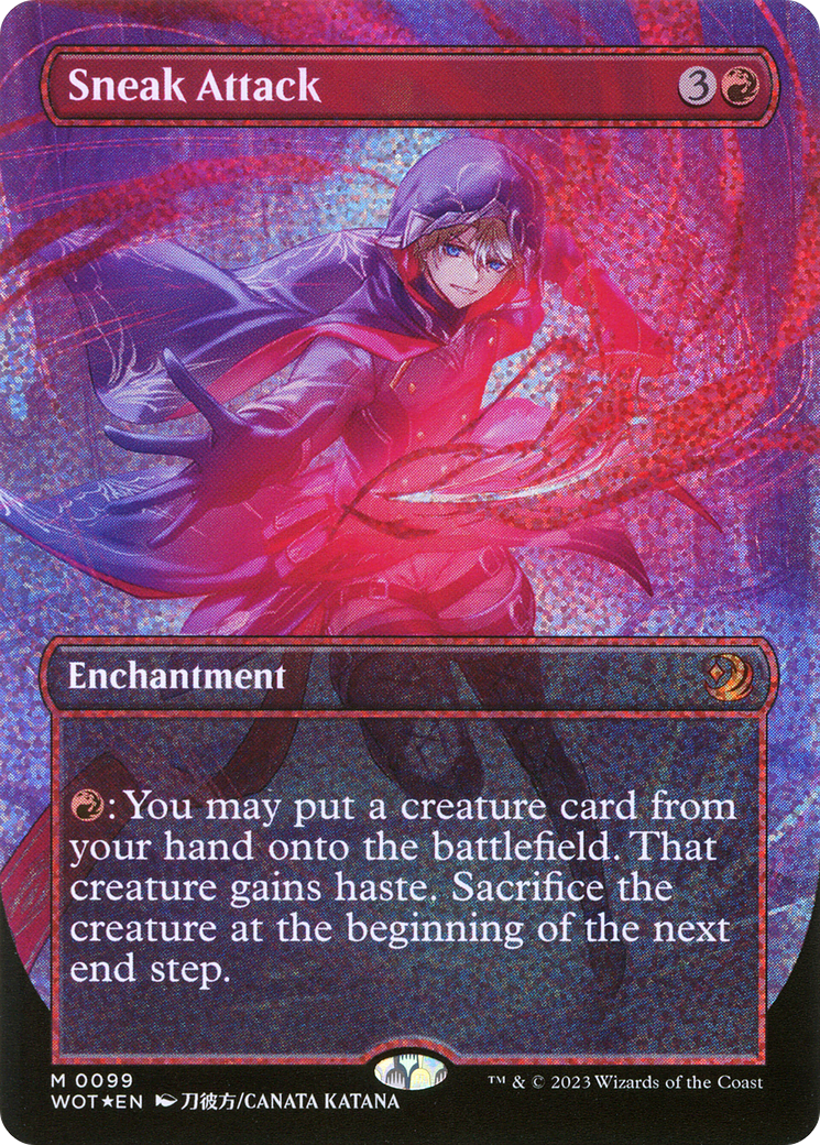 Image of Sneak Attack (Anime Borderless) (Confetti Foil) [Wilds of Eldraine: Enchanting Tales]