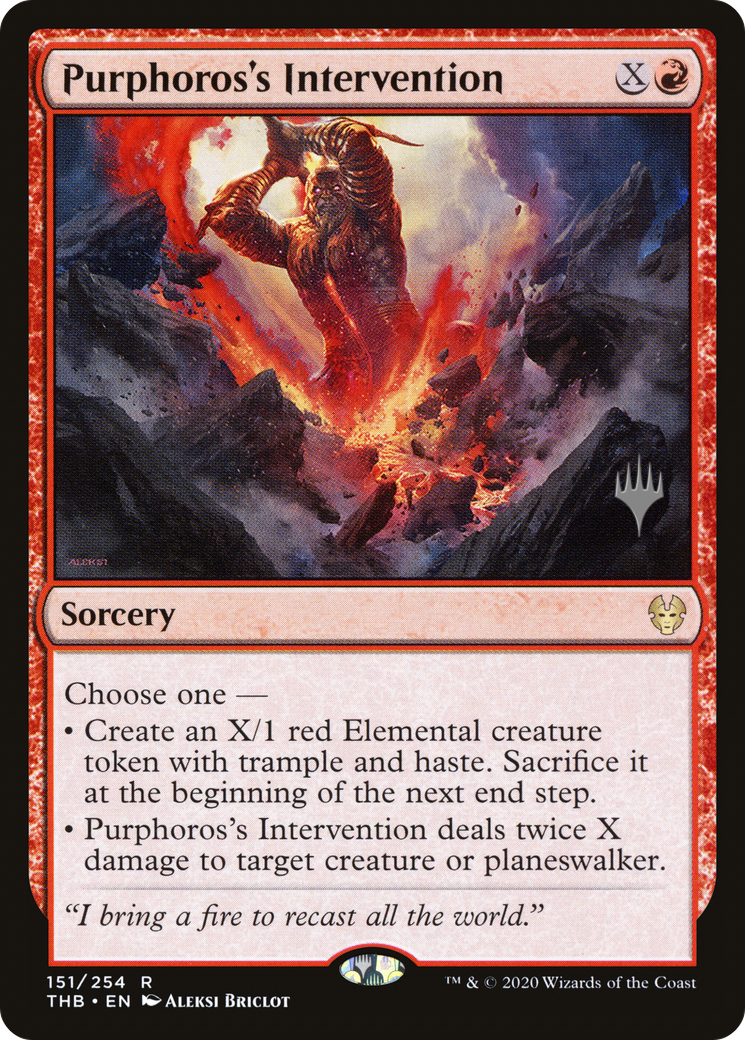 Image of Purphoros's Intervention (Promo Pack) [Theros Beyond Death Promos]