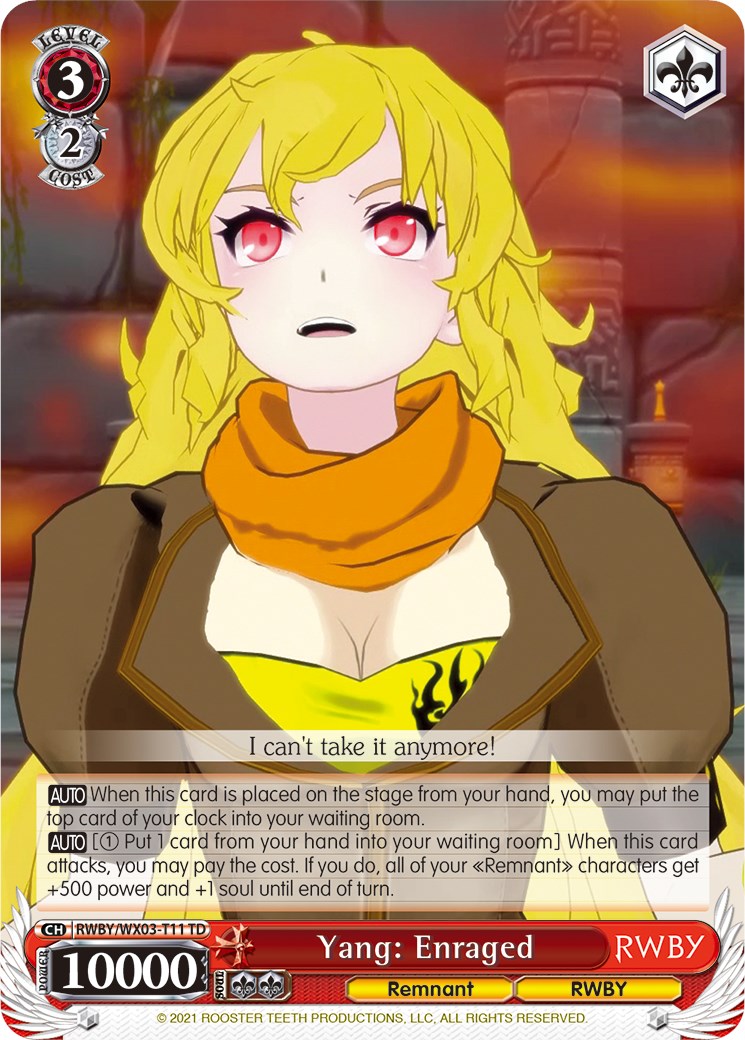 Image of Yang: Enraged (RWBY/WX03-T11 TD) [RWBY]