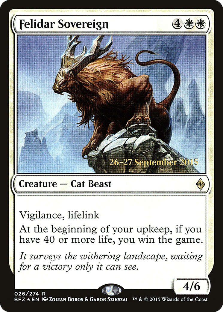 Image of Felidar Sovereign [Battle for Zendikar Prerelease Promos]