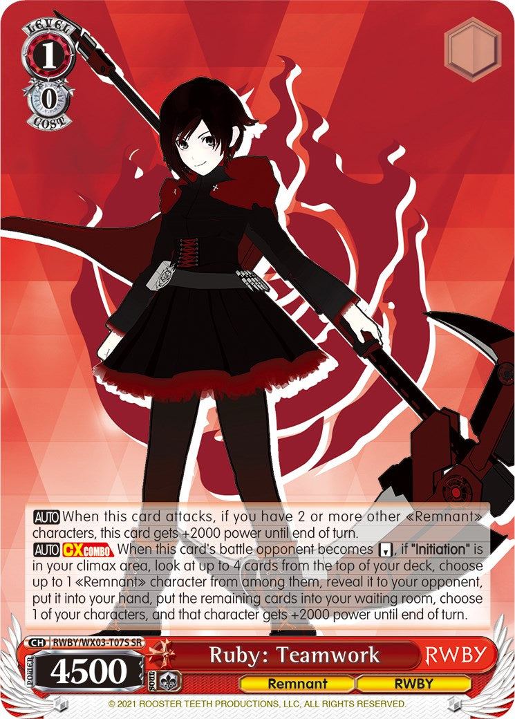 Image of Ruby: Teamwork (RWBY/WX03-T07S SR) [RWBY]