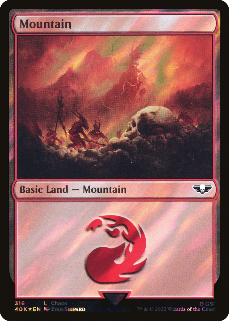Image of Mountain (316) (Surge Foil) [Warhammer 40,000]
