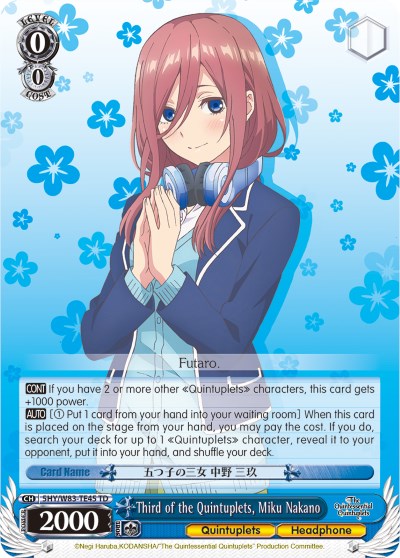 Image of Third of the Quintuplets, Miku Nakano (5HY/W83-TE45 TD) [The Quintessential Quintuplets]