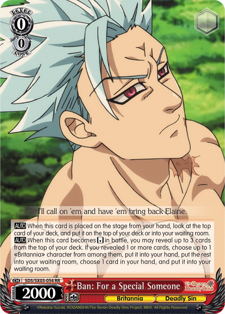 Image of Ban: For a Special Someone (SDS/SX03-054 RR) [The Seven Deadly Sins]