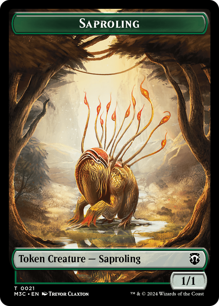 Image of Tarmogoyf (Ripple Foil) // Saproling Double-Sided Token [Modern Horizons 3 Commander Tokens]