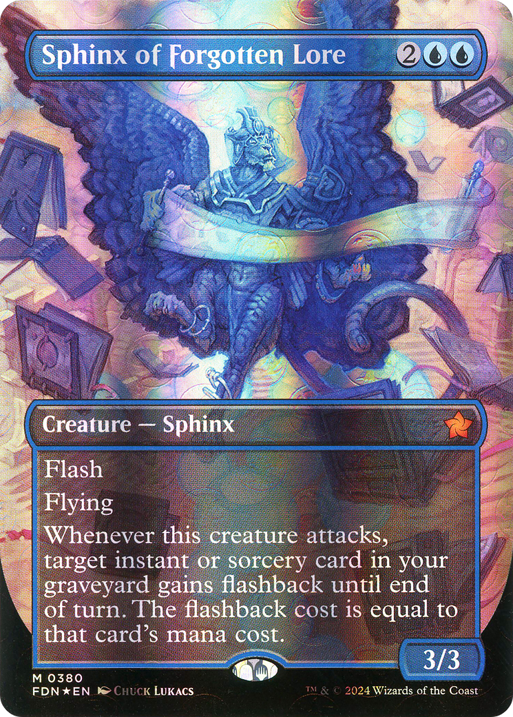 Image of Sphinx of Forgotten Lore (Borderless) (Mana Foil) [Foundations]