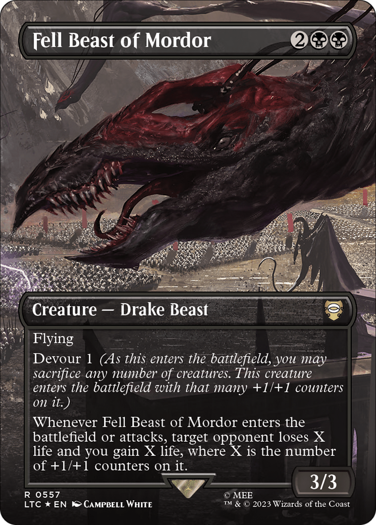 Image of Fell Beast of Mordor (Borderless) (Surge Foil) [The Lord of the Rings: Tales of Middle-Earth Commander]