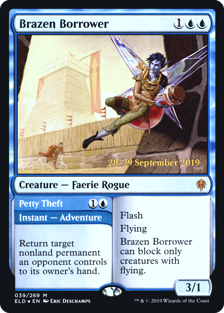 Image of Brazen Borrower // Petty Theft [Throne of Eldraine Prerelease Promos]