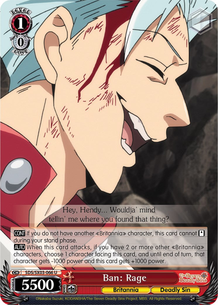Image of Ban: Rage (SDS/SX03-066 U) [The Seven Deadly Sins]