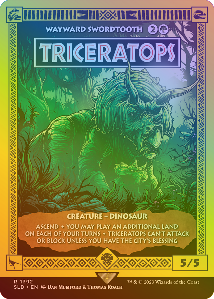 Image of Triceratops - Wayward Swordtooth (Rainbow Foil) [Secret Lair Drop Series]