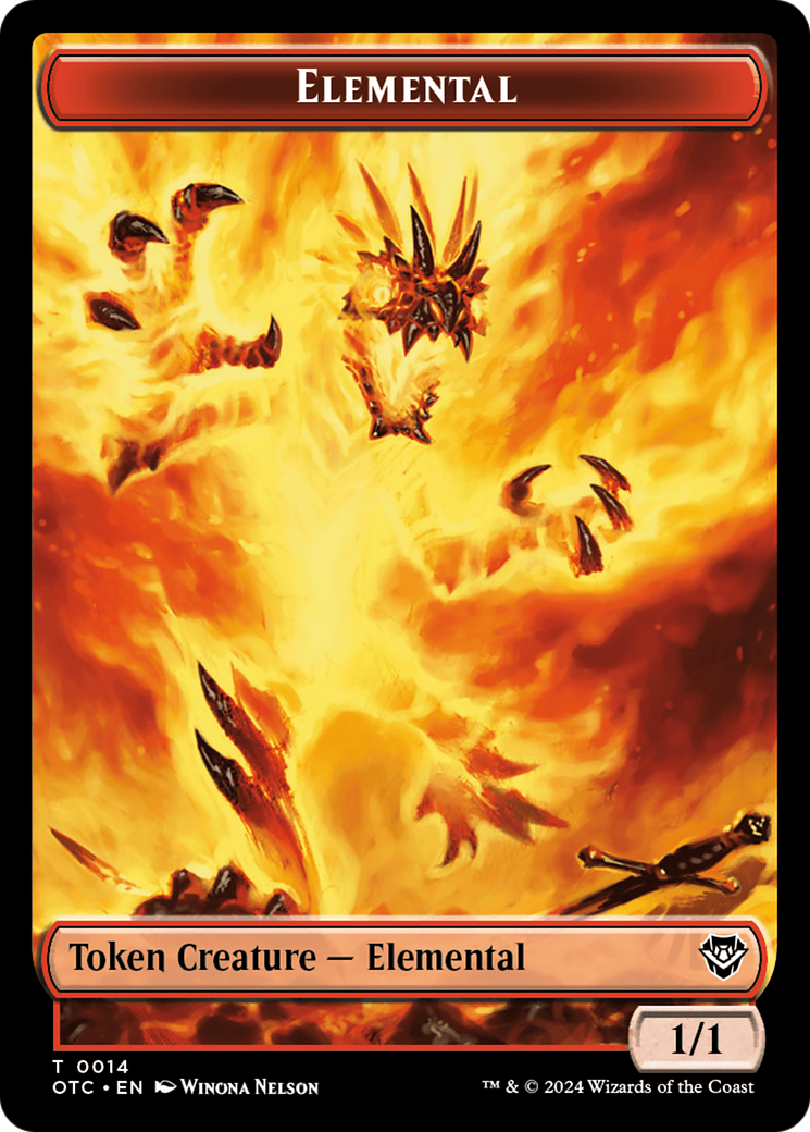 Image of Elemental (0014) // Soldier (0026) Double-Sided Token [Outlaws of Thunder Junction Commander Tokens]