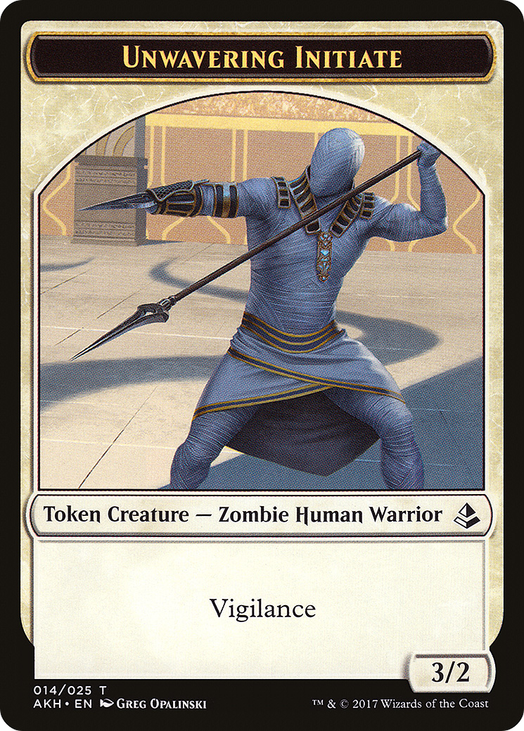 Image of Unwavering Initiate Token (AKH-014) - Amonkhet Tokens Foil