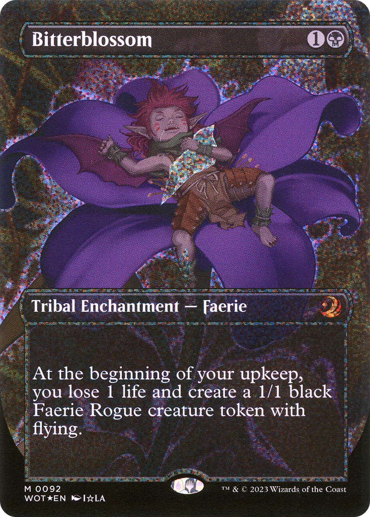 Image of Bitterblossom (Anime Borderless) (Confetti Foil) [Wilds of Eldraine: Enchanting Tales]
