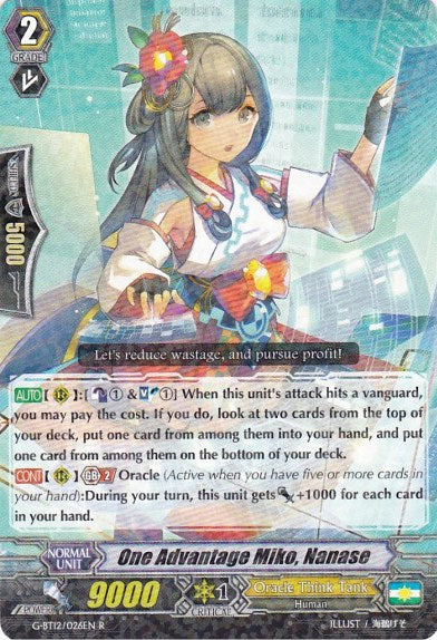 Image of One Advantage Miko, Nanase (G-BT12/026EN) [Dragon King's Awakening]