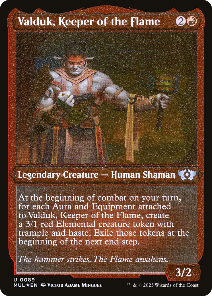 Image of Valduk, Keeper of the Flame (Foil Etched) [Multiverse Legends]