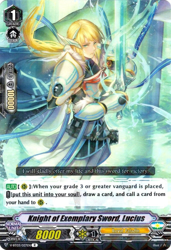 Image of Knight of Exemplary Sword, Lucius (V-BT03/027EN) [Miyaji Academy CF Club]