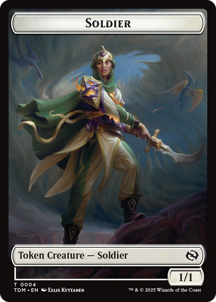 Image of Soldier (0004) // Soldier (0005) Double-Sided Token [Tarkir: Dragonstorm Tokens]