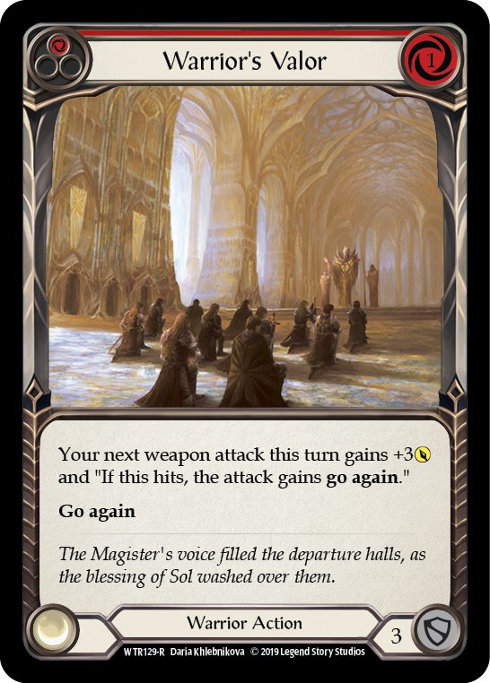 Image of Warrior's Valor (Red) [WTR129-R] (Welcome to Rathe)  Alpha Print Rainbow Foil