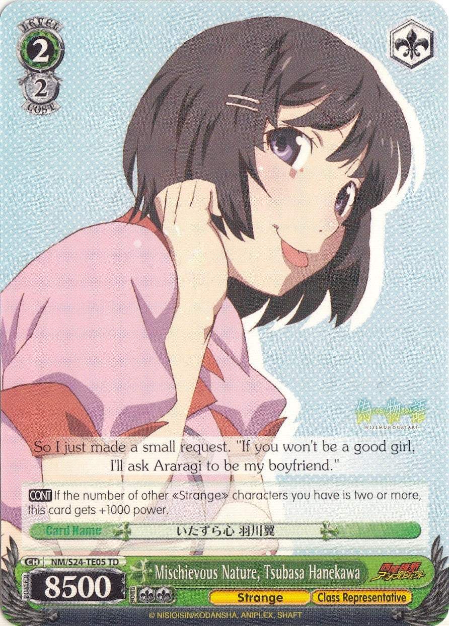 Image of Mischievous Nature, Tsubasa Hanekawa (NM/S24-TE05	TD) [NISEMONOGATARI]