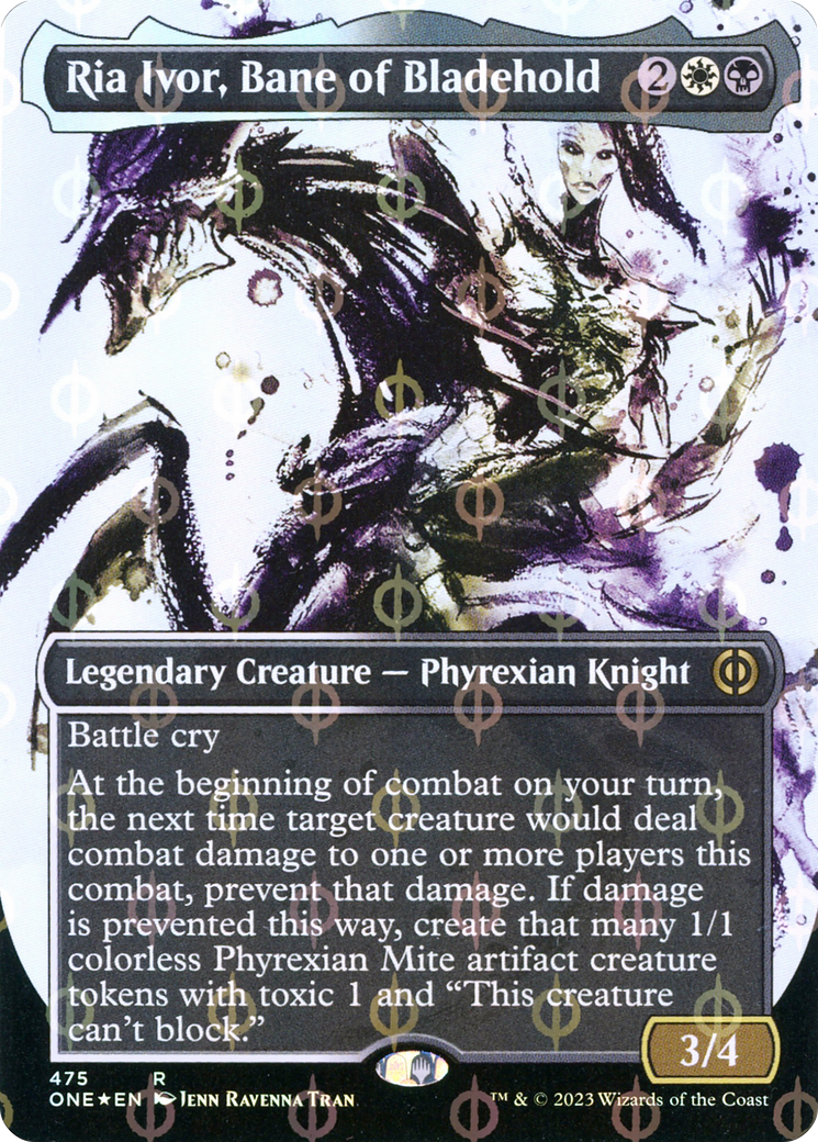 Image of Ria Ivor, Bane of Bladehold (Borderless Ichor Step-and-Compleat Foil) [Phyrexia: All Will Be One]