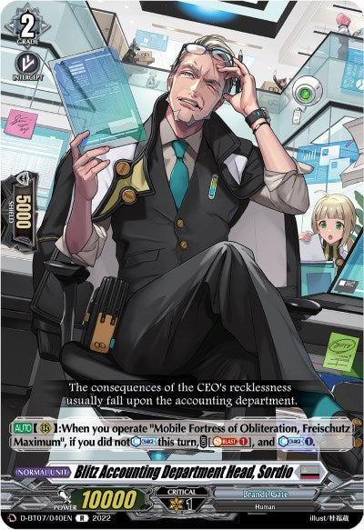 Image of Blitz Accounting Department Head, Sordio (D-BT07/040EN) [Raging Flames Against Emerald Storm]