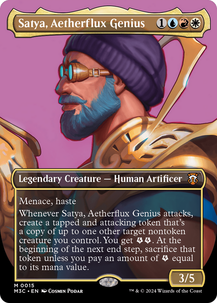 Image of Satya, Aetherflux Genius (Borderless) [Modern Horizons 3 Commander]
