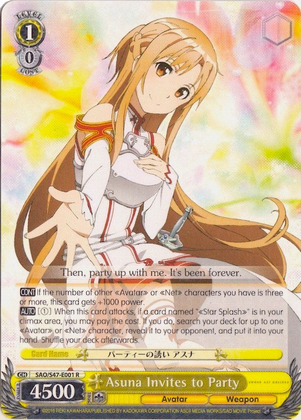 Image of Asuna Invites to Party (SAO/S47-E001 R) [Sword Art Online Re: Edit]