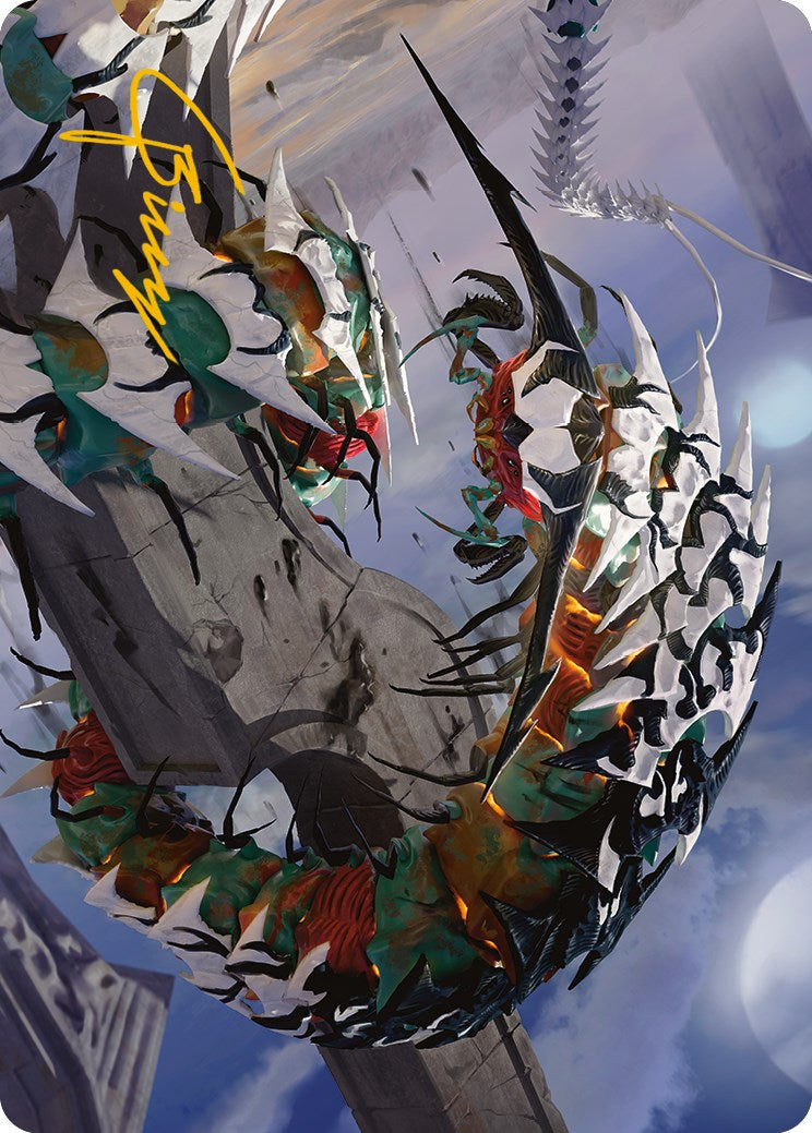 Image of Atraxa's Skitterfang Art Card (Gold-Stamped Signature) [Phyrexia: All Will Be One Art Series]