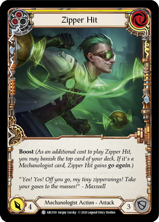 Image of Zipper Hit (Yellow) [U-ARC030] (Arcane Rising Unlimited)  Unlimited Rainbow Foil