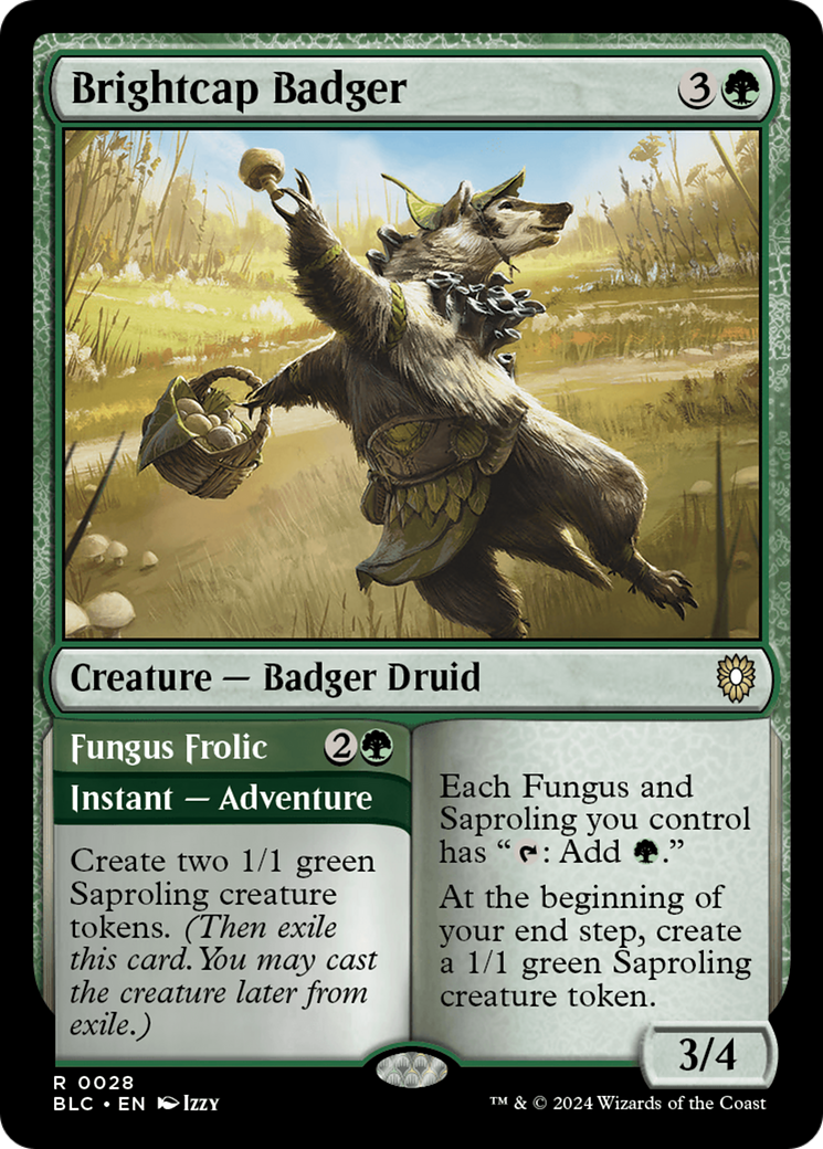 Image of Brightcap Badger // Fungus Frolic [Bloomburrow Commander]