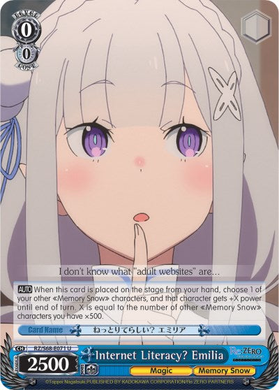 Image of Internet Literacy? Emilia (RZ/S68-E071 U) [Re:ZERO Memory Snow]
