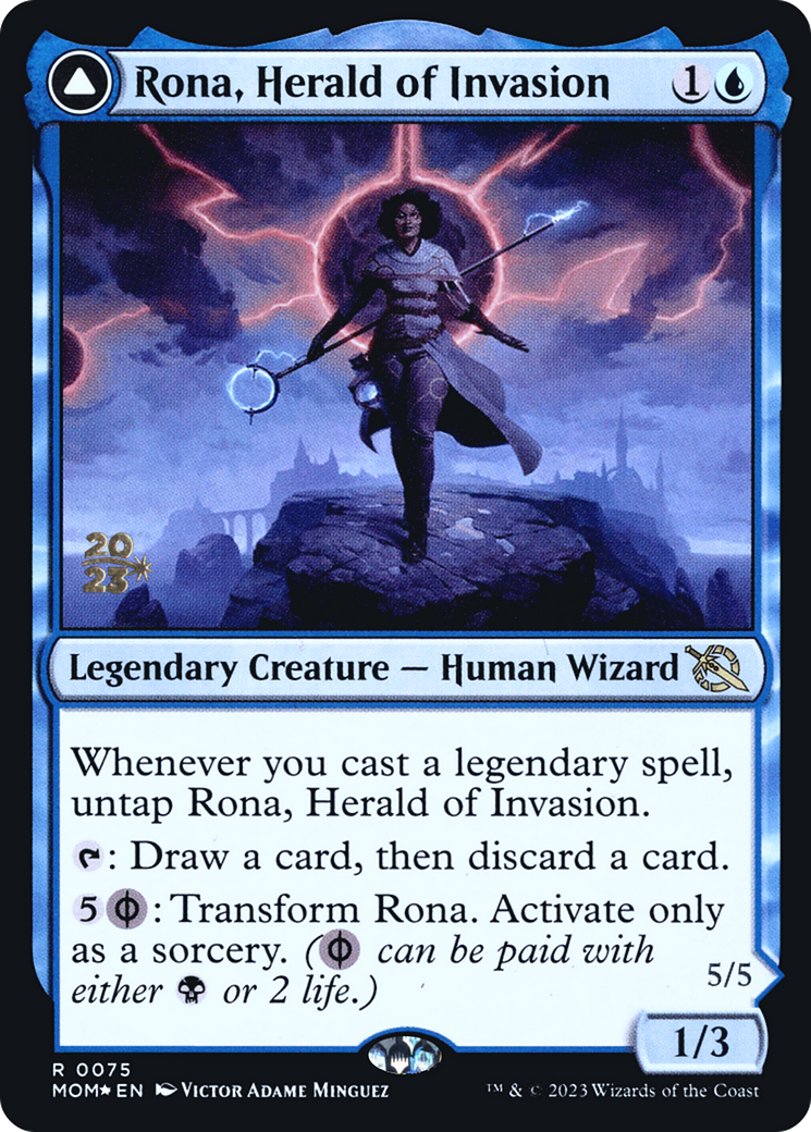 Image of Rona, Herald of Invasion // Rona, Tolarian Obliterator [March of the Machine Prerelease Promos]