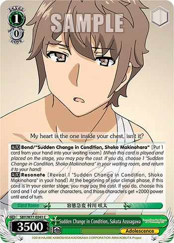 Image of Sudden Change in Condition, Sakuta Azusagawa [Rascal Does Not Dream of a Dreaming Girl]