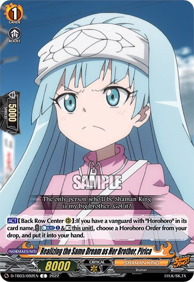 Image of Realizing the Same Dream as Her Brother, Pirica (D-TB03/092EN) [Shaman King]