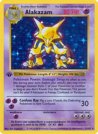 Image of Alakazam (1/102) (Shadowless) [Base Set 1st Edition]