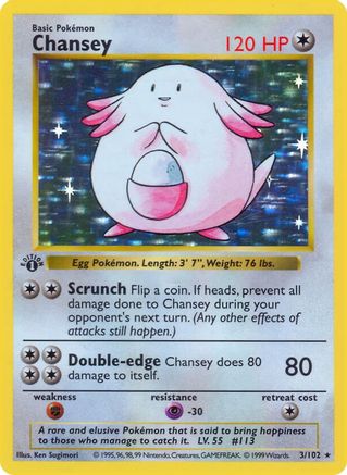 Image of Chansey (3/102) (Shadowless) [Base Set 1st Edition]