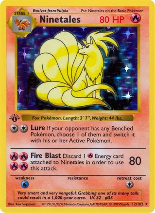 Image of Ninetales (12/102) (Shadowless) [Base Set 1st Edition]