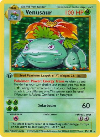 Image of Venusaur (15/102) (Shadowless) [Base Set 1st Edition]
