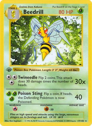 Image of Beedrill (17/102) (Shadowless) [Base Set 1st Edition]