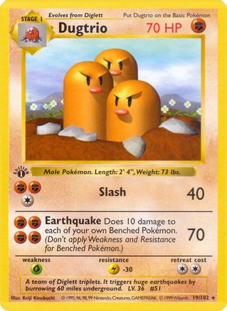 Image of Dugtrio (19/102) (Shadowless) [Base Set 1st Edition]