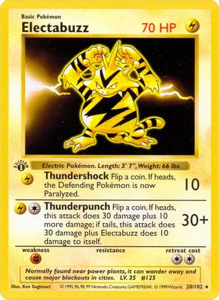 Image of Electabuzz (20/102) (Shadowless) [Base Set 1st Edition]