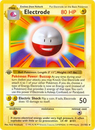 Image of Electrode (21/102) (Shadowless) [Base Set 1st Edition]