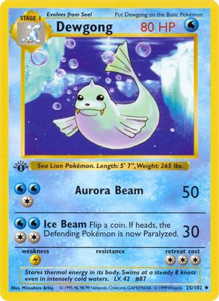Image of Dewgong (25/102) (Shadowless) [Base Set 1st Edition]