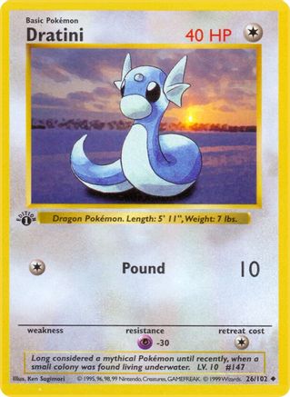 Image of Dratini (26/102) (Shadowless) [Base Set 1st Edition]